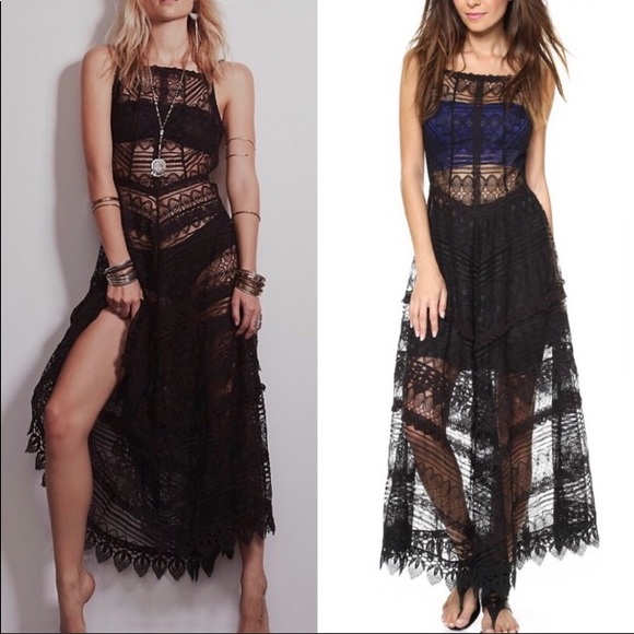 FREE PEOPLE Mitered Meadows Lace Apron Dress NWT - Picture 4 of 7